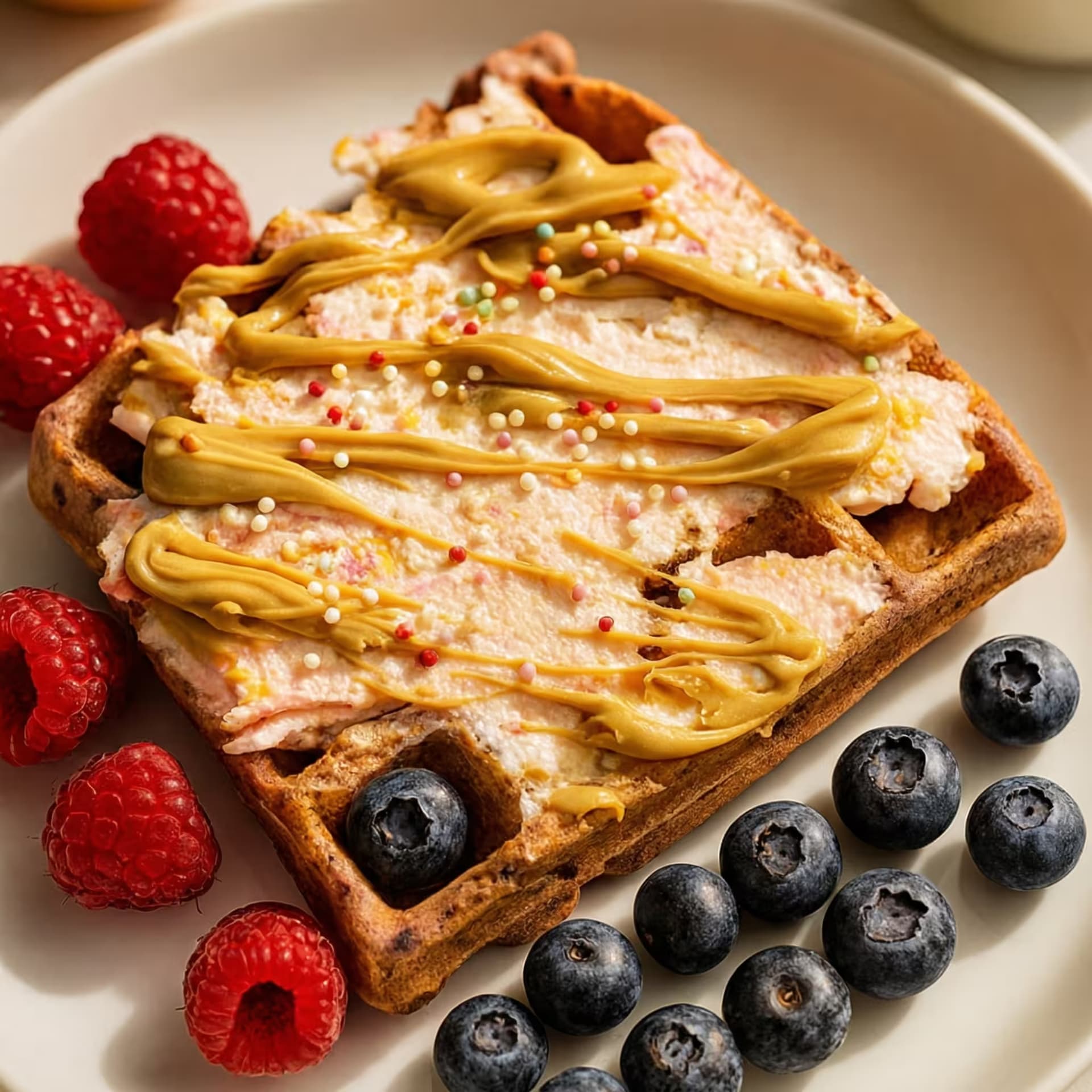 Gofry bez cukru z owocami i jogurtem greckim — gotowe w 10 minut