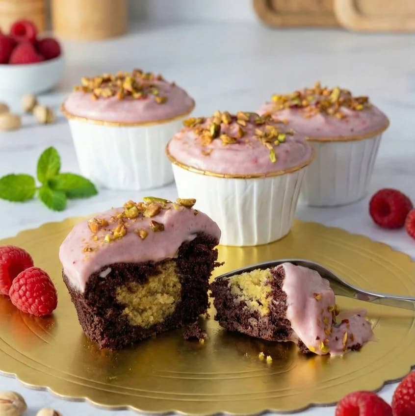 Boks muffinek: Malinowa Pistacja BEZ NABIAŁU | WEGE